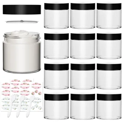 Produktbild von 12 Stück Leere Glas Kosmetikbehälter mit Deckel - 120ml Wiederverwendbare Cremedosen