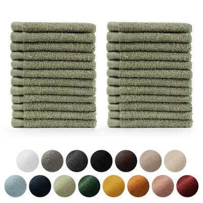Produktbild von Blumtal Premium Frottier Handtücher Set mit Aufhängschlaufen - Baumwolle  , weich, saugstark - 24x Gästehandtücher (30x30 cm), Pastel Green (Grün)