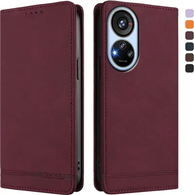Image de Etui pour ZTE Blade V40s, étui rétro en cuirPolyuréthaneavec support et fentes pour cartes de crédit Rouge