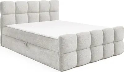 Produktbild von MEBLINI Boxspringbett mit Bettkasten - Gepolstert Doppelbett mit Matratze und Topper - Polsterbett mit Stauraum - Bett mit Kopfteil - Stauraumbett - VALENTO - 200x200 - H3/Hellgrau Boucle