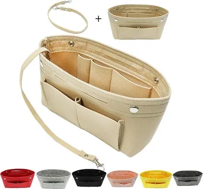 Produktbild von Handtaschen-Organizer - 24x9x16 cm - Beige - Taschenorganizer mit 11 Fächern - Tasche-in-Tasche Organizer - Innentasche für Handtaschen und Shopper