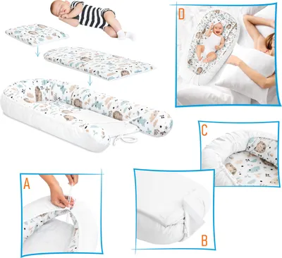 Produktbild von 3-in-1 Baby-Nest Komplettes Set Babybett Matte und Kissen Sicher und Ergonomisch für Ihr Kind Igel