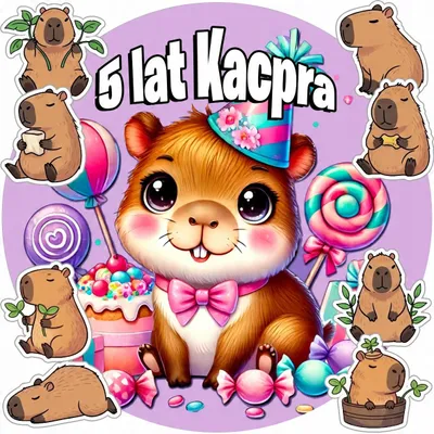 Obrázek produktu pro Opłatek Na Tort 20Cm - Kapibara Dekoracja Urodzinowa + Imię 15Cm 18Cm