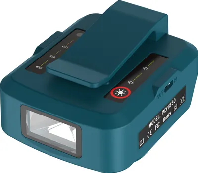 Obrázek produktu pro Napájecí zdroj Adaptér pracovního světla pro 18V akumulátor Makita s rozhraním nabíječky typu C/USB, s akumulátorovou svítilnou s DC portem