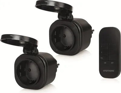 Produktbild von Smartwares SH4-99651 Outdoor-Mini-Stecker-Set, Draußen, Schwarz, 30 m, 3 Kanäle, IP44, Smarthome Basic