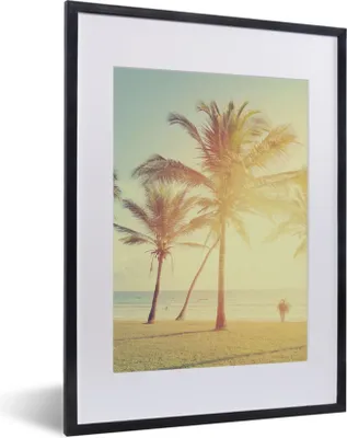 Produktbild von MuchoWow® Gerahmtes Poster Meer - Palme - Sommer - Sonne - Strand 30x40 cm - Poster mit Schwarzem Bilderrahmen Wandposter Rahmen Foto Bilder - Wandposter Schlafzimmer