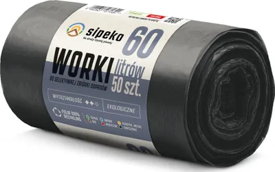 Zdjęcie produktu dla LDPE Worki na śmieci SIPEKO 60L 50szt. CZARNE