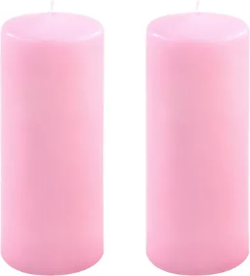 Obrázok produktu pre Sada stĺpových sviečok, 20 cm, Ø 7,5 cm, ružová, 2 ks
