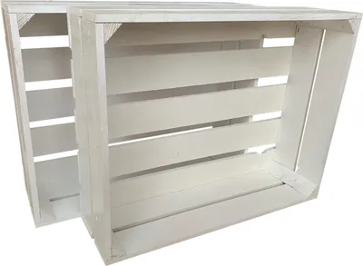 Produktbild von 2er Set Weiß Holzkisten 50 x 40 x 15 cm massive Weinkisten in vielen Farben zur Auswahl Holz Kisten Obstkisten Apfelkisten, holzregal.