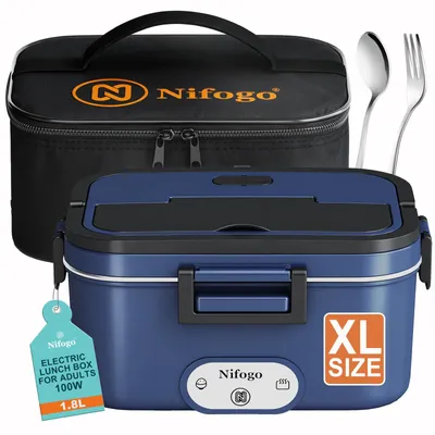 Elektrische Lunchbox 100 W 1,8 l Edelstahl 12/24/230 V blau