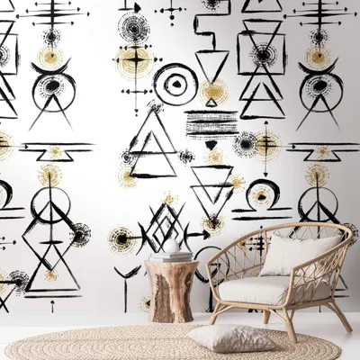 Image de Profhome 391981-GU Papier peint photo ethnique mat blanc noir 1,59 m x 2,8 m