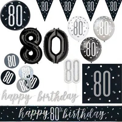 Produktbild von 80. Geburtstag Partyset Deko schwarz silber Party Dekoration Set Mann Geburtstagsdeko