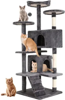 Image de Azomor : structures ludiques et de jeu pour chats, avec plusieurs niveaux et plateformes
