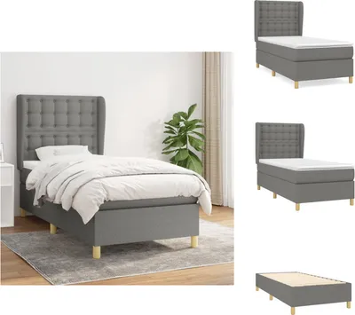 Produktbild von vidaXL Boxspringbett mit Matratze Dunkelgrau 100x200 cm Stoff -  Betten & Bettgestelle