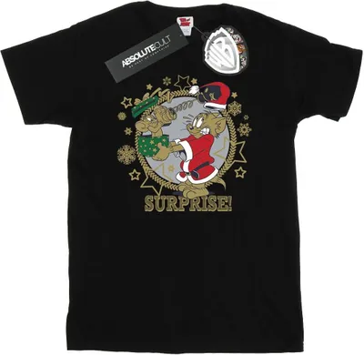 Produktbild von Tom And Jerry - "Christmas Surprise" T-Shirt für Herren BI52090 (XXL) (Schwarz)