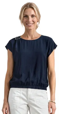 Productafbeelding van Street One blouse met ronde hals en gespsluiting, donkerblauw, maat 44