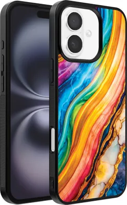 Produktbild von Smartphonica Telefon Fall geeignet für iPhone 16 Plus mit Regenbogen Gold Marmor Print - TPU Backcover Fall Regenbogen Gold Marmor Design