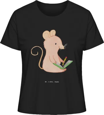 Produktbild von Mr. & Mrs. Panda Baumwoll T-Shirt Damen Maus Kreatives Schreiben Größe M - Schwarz - Geschenk, Kurzarmshirt, Creative Writing, Basic, Literatur, Oberteil, Shirt