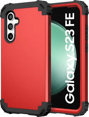 Produktbild von Handyhülle für Samsung Galaxy S23 FE Hybrid 3 in 1 PC TPU Stossfest Robust Hülle Rot