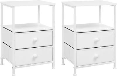 Produktbild von EUGAD 2 x Nachttisch, 40x60x30 cm, aus Vliesstoff, Metall, Holz, Weiß