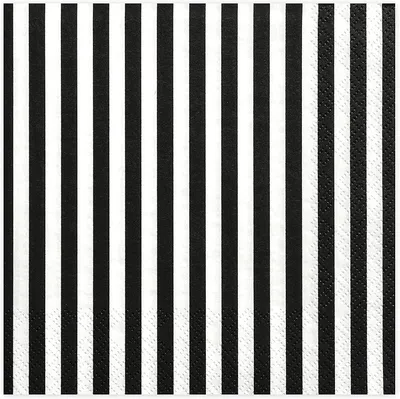 Papierservietten 20 Stück, schwarz-weiß gestreift, 33x33 cm