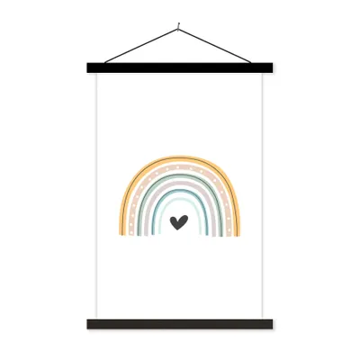 Produktbild von MuchoWow® Textilposter Regenbogen - Herz - Tupfen - Pastell - Kinder 40x60 cm mit schwarzem Rahmen - Wanddekorationen