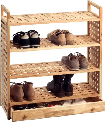 Produktbild von Schuhregal Schuhbank Regal - Luca - Walnuss Massiv 70 x 81 cm