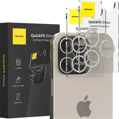 Immagine prodotto di 2 vetri per fotocamera con applicatore SPACECASE QuickFit per iPhone 15 Pro/15 Pro Max Grigio