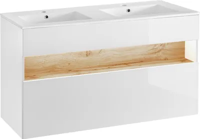 Productafbeelding van Doppel Waschtisch Waschbeckenunterschrank mit Waschtisch Becken Bad Zimmer 120cm
