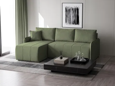 Image de Ecksofa Capri L-Form Capri Ottomane Universal Stoff : Grün