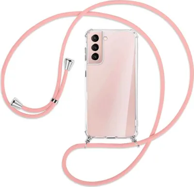 Produktbild von Handykette Backcover-Schutzhülle mit Band (Metall silberfarben) für Samsung Galaxy S21 Plus 5G - rosa