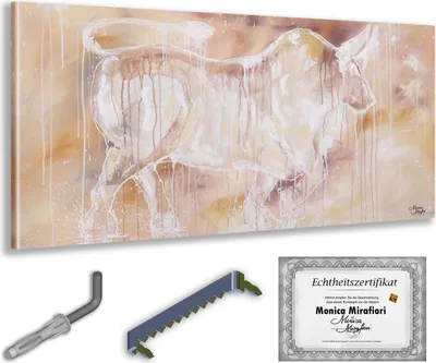 Immagine prodotto di Monica Mirafiori I 100% DIPINTO A MANO I Pittura "Toro" 140x70cm | Pittura dipinta a mano | Pittura acrilica | Pittura acrilica molto grande I Arte moderna I Quadri d'arte