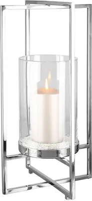Produktbild von Fink NORMAN, Windlicht mit Glas, Edelstahl, poliert, glatt, silberfarben, klar, H. 49 cm, D. 25 cm Höhe: 49.00 cm Durchmesser: 25.00 cm 146174