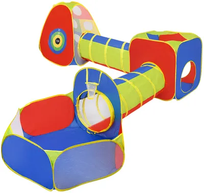 Produktbild von SEVICO Kinder-Spielzelt mit Tunnel Spielhaus 5 Teile Kinderzelt Indoor Outdoor Kinder Zelt kinderzimmer Bällebad F88