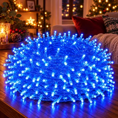 Produktbild von 100M 800LEDs 8 Modi Lichterkette Strom, Timer, Merkfunktion, LED Weihnachten Lichterkette Party Deko Licht Weihnachtsbaum Garten Beleuchtung, Blau