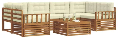 Produktbild von vidaXL Outdoor-Sofagarnitur mit Kissen 7 pcs Natur und Creme