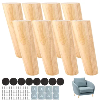 Immagine prodotto di Omgoods - Set di 8 gambe in legno per mobili, alte 15 cm