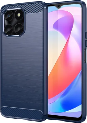 Image de Etui pour Honor X6A silicone TPU souple, fibre de carbone, étui de protection antichoc bleu