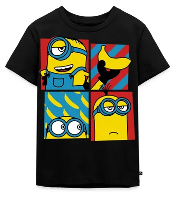 Produktbild von Spreadshirt Minions Stuart Bob Kevin Humor Despicable Me Kinder Premium T-Shirt, 122/128 (6 Jahre), Schwarz
