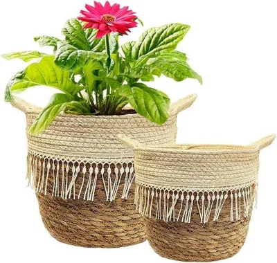 Produktbild von Pflanzenkörbe Set 2 Boho Seegras 20-25cm