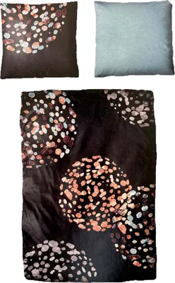 Produktbild von Baumwolle Satin Bettwäsche Punkte Schwarz Bunt 135x200 80x80cm: 2 tlg.