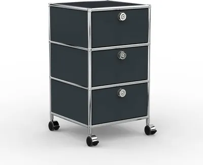 Produktbild von VERSEE Büro-Rollcontainer, Metall, 40 cm, 3 Schubladen, Anthrazitgrau