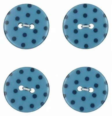 Produktbild von 4er Set Knöpfe Punkte blau, 18mm
