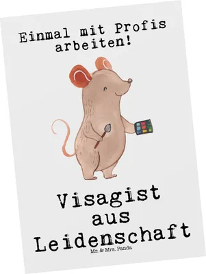 Produktbild von Mr. & Mrs. Panda Postkarte Visagist Leidenschaft - Weiß - Geschenk, Beauty Salon, Kosmetiker, Fotokarte, Ansichtskarte, Spruch, Ausbildung, Postkarten, Ansichtskarten