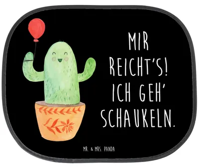 Produktbild von Mr. & Mrs. Panda Auto Sonnenblende Kaktus Luftballon - Schwarz - Geschenk, Autoscheiben Sonnenschutz, Neustart, Freundin, Freund, Seitenscheibe, Ausbildung, Seitlicher
