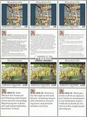 Produktbild von Briefmarken UNO - Wien 1992 Mi 139-140 Sechserblock (kompl.Ausg.) gestempelt Menschenrechte