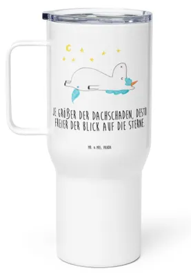 Produktbild von Mr. & Mrs. Panda thermosbecher Einhorn Sternenhimmel - Weiß - Geschenk, Kaffee-to-go-Becher, To-Go-Becher, Unicorn, Verrückt, Sterne, Einhörner, Mehrwegbecher