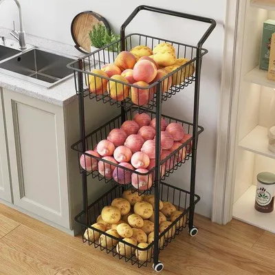 Produktbild von Frischkalter für Küche, stapelbare Obstschale, Obst, Obstteller für Bad, Küche, Büro (schwarz)