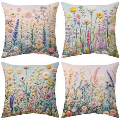 Produktbild von Kissenbezüge 45x45 cm 4er Set Samt Sofakissen Frühling Weicher Bezug