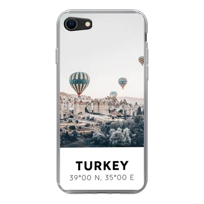 Produktbild von MuchoWow® Handyhülle Schutzhülle Hülle für iPhone 7 Heißluftballon - Türkei - Sommer - Grau Silikon Softcase Handy Hülle - Kartenhalter